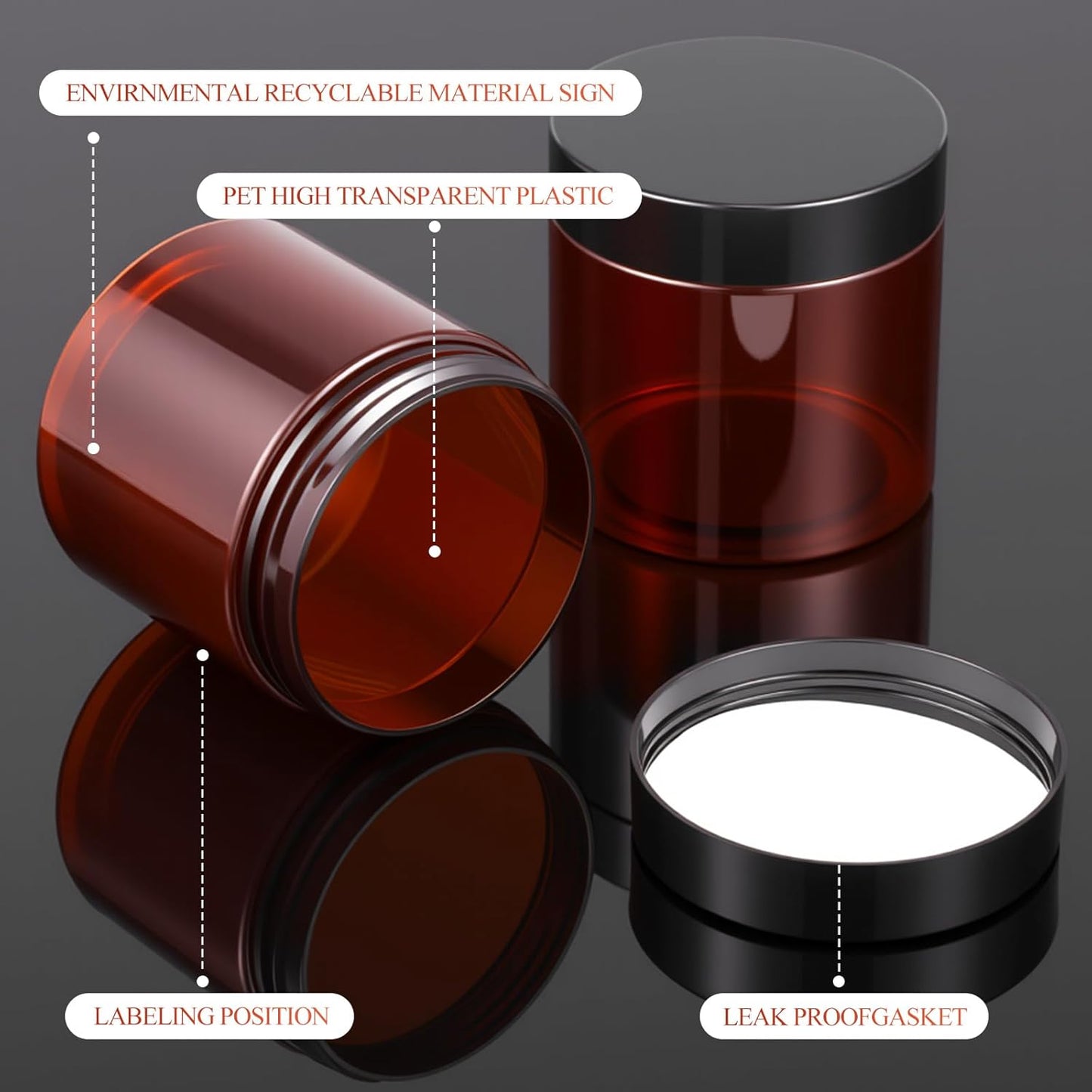 200 Pcs 4 oz Empty Bulk Plastic Container Jars with Lid Leak Proof Round Plastic Jars Small Cosmetic Travel Containers for Storage Makeup Creams Lotion Ointments, Amber-Velvo Beauty