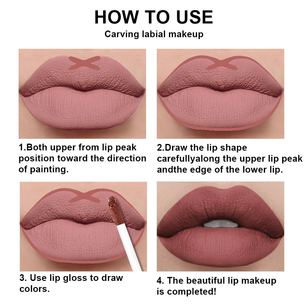 evpct 2Pcs Maroon Matte Lip Liner and Lipstick Combo Set for Women, Maroon Lip Combo Set Liquid Lips Stick Gloss and Lipliner Stains Set Long Lasting Waterproof, Lips Makeup 24 Hours originales-Velvo Beauty