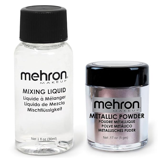 Mehron Makeup Metallic Powder (.17 oz) with Mixing Liquid (1 oz) (LAVENDER)-Velvo Beauty