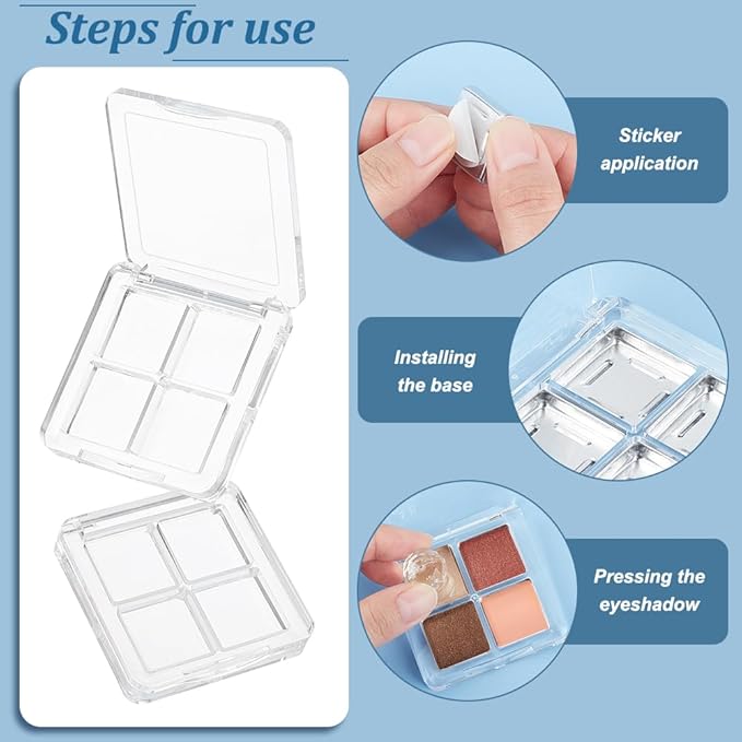 BENECREAT 4Pcs Empty DIY Eyeshadow Box Kit, Slim Custom Makeup Palette Wrapped Powder Blush Lipstick Container with 20pcs Palette Pans for Travel, DIY Cosmetic, Crafts projects-Velvo Beauty