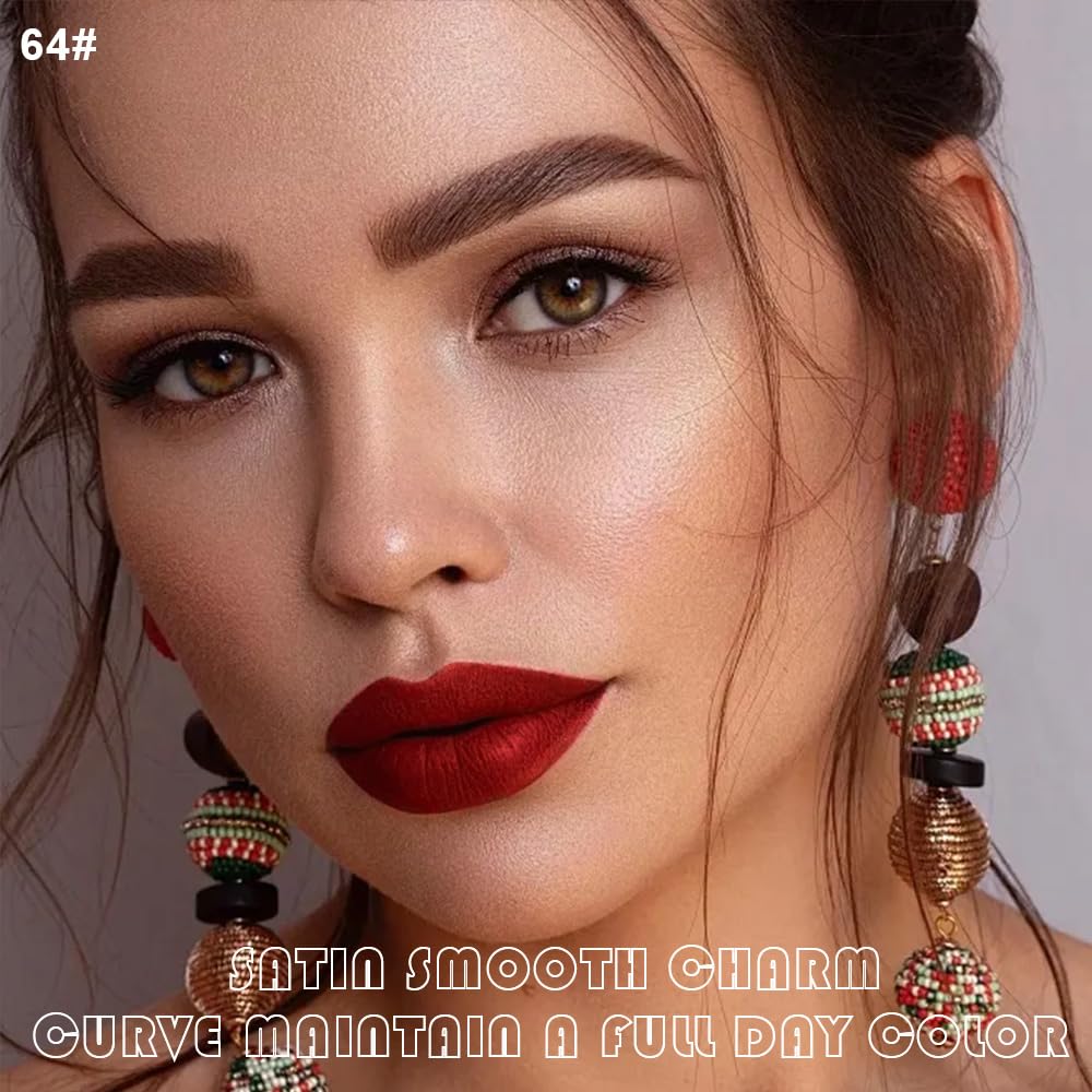 evpct 2Pcs Vivid Red Matte Lip Liner and Lipstick Combo Set for Women, Red Lip Combo Set Liquid Lips Stick Gloss and Lipliner Stain Set Long Lasting Waterproof, Lips Makeup 24 Hours labiales originale-Velvo Beauty