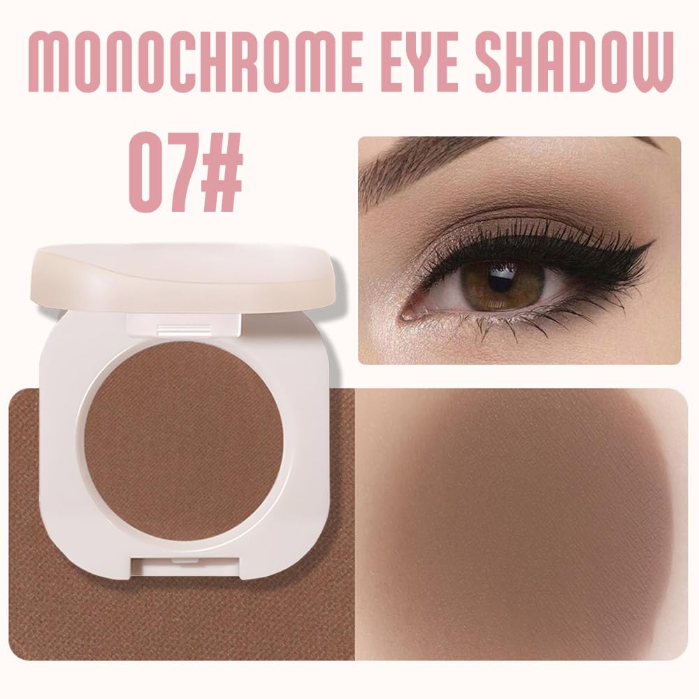 Single Nude Coffee Brown Matte Eyeshadow,Bright Intense Monochrome Eye Shadow,Apply Makeup Easily,Matte Pressed Powder Single Eyeshadow,24 Hour Eye Makeup Longwear Waterproof-Velvo Beauty