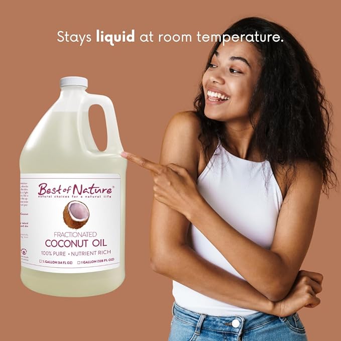 Best of Nature 100% Pure Fractionated Coconut Oil - Liquid MCT Massage & Body Oil, Unscented Moisturizer for Hair, Skin, Face, Aromatherapy Carrier for Essential Oils, 5 Gallon Pail (640 fl oz)-Velvo Beauty