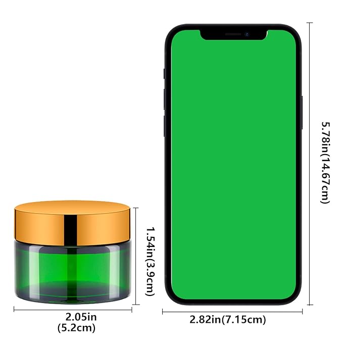 Lil Ray 1 oz Round Green Glass Jar with Inner Liners and Gold Lid (12pcs)-Velvo Beauty