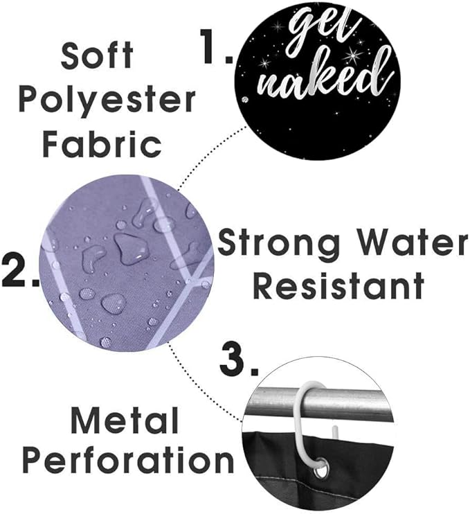 4PCS Luxury Diamond Shower Curtain Set, Bling Rhinestone Gem Crystal Jewelry Shining Starry Sky Galaxy Bathroom Decor, Waterproof Fabric Black Shower Curtain, Get Naked Bath Mat Toilet Rug-Velvo Beauty