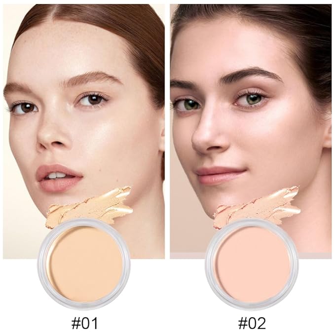 Kaely 2Pcs Cream Pot Concealer Full Coverage Set,Conceal Brighten Dark Circles,under Eye Color Correcting Concealer,Waterproof Foundation Palette with Brush,corrector de ojeras,Vegan Makeup,01+02-Velvo Beauty