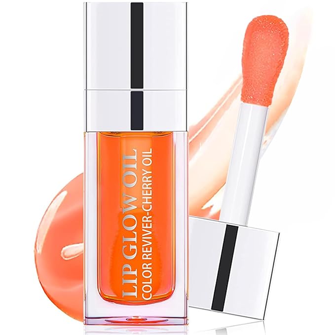 Plumping Lip Oil, Moisturizing Lip Glow Oil, Long Lasting Nourishing Lip Gloss Lip Balm, Non-sticky Transparent Toot Lip Oil Tinted for Lip Care and Dry Lip - Coral-Velvo Beauty