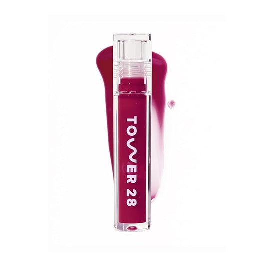 Tower 28 ShineOn Lip Jelly, WILD, Non-Sticky, Hydrating Vegan Lip Gloss in Sheer-ish Raspberry, Moisturizing Apricot and Raspberry Seed Oil, Clean, Cruelty Free-Velvo Beauty
