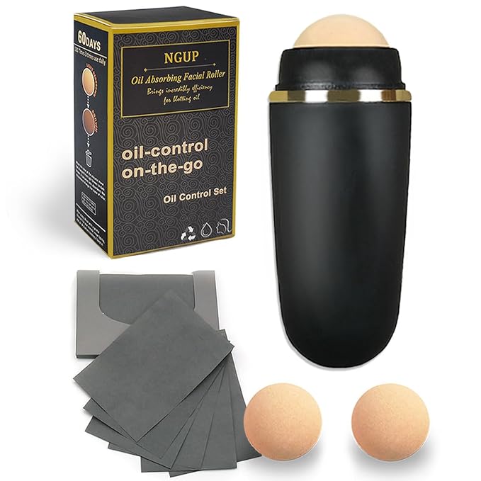103 PCS Volcanic Roller Oily Skin Oil Control On The Go Volcanic Face Roller Oil Absorbing Volcanic Roller with Oil Blotting Sheet Paper for Oily Skin Care Oil Control Film Tissues (Type2)-Velvo Beauty