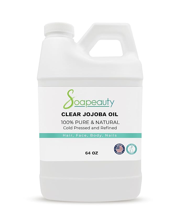 Soapeauty Clear Jojoba Oil | 100% Pure & Natural | Refined, Cold Pressed, Hexane Free | Moisturizing Oil for Skin, Face, Hair & Nails | 64 fl oz-Velvo Beauty