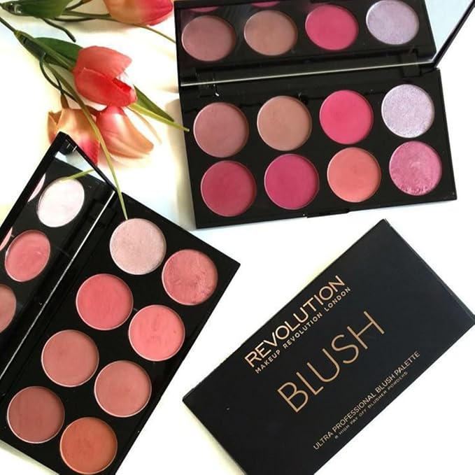 Makeup Revolution Ultra Blush Makeup Palette, Bronzer & Highlighter Makeup, Includes 8 Shades, Gluten free, Vegan & Cruelty Free, Hot Spice, 13g-Velvo Beauty