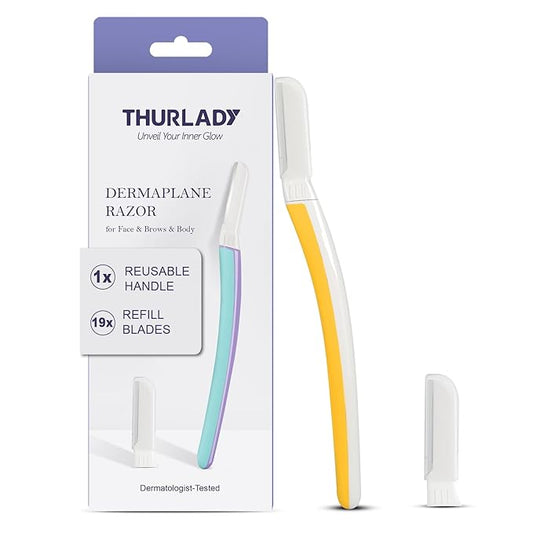 Face Razors for Women, Reusable Handle with 19 Microblades, Dermaplane Razor for Women Face, Eyebrow & Facial Razors, Peach Fuzz Remover, Gentle Exfoliating, for Sensitive Skin (Solar Veil)-Velvo Beauty