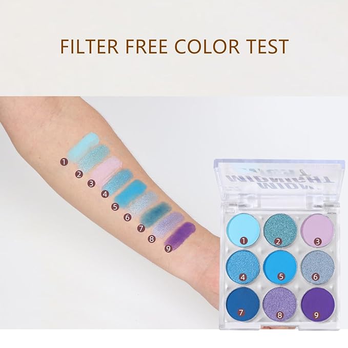 Mattew Eyeshadow Palette 9 Colors Cool Toned Matte Glitter Eyeshadow Palette (Color 03)-Velvo Beauty