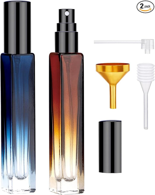 Segbeauty 2 Pack Perfume Atomizer, 10ML Empty Refillable Glass Spray Bottles for Cologne, Portable Leak-proof Fine Mist Perfume Dispenser, Travel Must Sample Bottle Toiletries Press Pump Container-Velvo Beauty