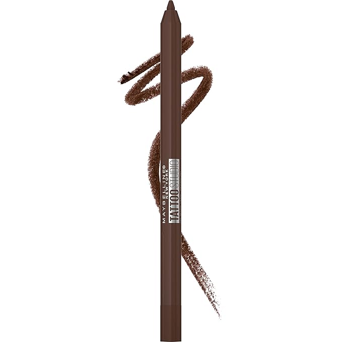 Maybelline TattooStudio Long-Lasting Sharpenable Eyeliner Pencil, Glide on Smooth Gel Pigments with 36 Hour Wear, Waterproof, Smooth Walnut, 1 Count-Velvo Beauty