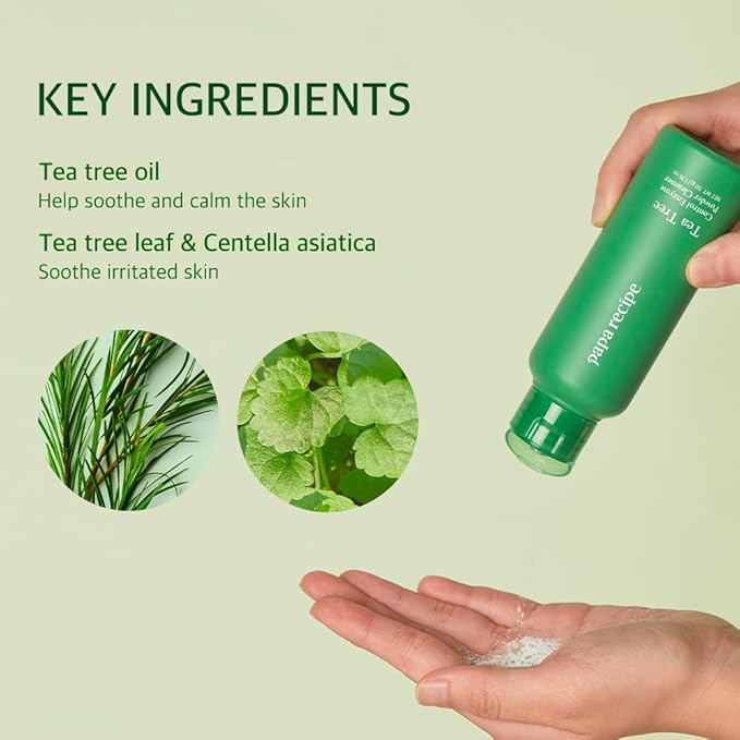 Papa Recipe Tea Tree Control Enzyme Powder Cleanser - Soft Exfoliating Facial Wash for Sensitive Skin (50g, 1.72oz) - Korean Skincare for Soothing, Balancing skin's moisture and oil level-Velvo Beauty
