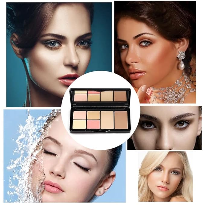 Concealer Contour Palette, Cosmetics Cream Contour and Highlighting Makeup Kit,6 In 1 Contouring Foundation Concealer Palette Conceals Dark Circles,Blemish,Waterproof Long-Lasting-Cruelty Free (#02)-Velvo Beauty