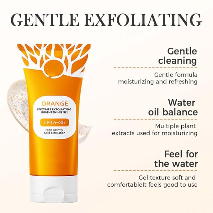 2025 New Orange Exfoliating Gel for Face and Body, Oranges Enzymes Exfoliating Gels Remove Blackheads Moisturize Skin, Upgrade Exfoliatings Cleansing Gel Scrub Clean Pores (Orange X2, One Size)-Velvo Beauty