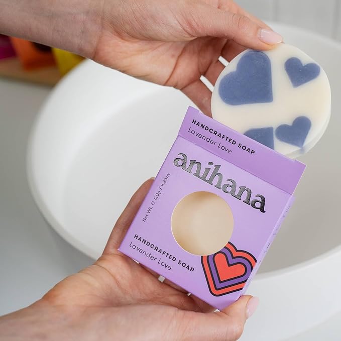 ANIHANA Handcrafted Natural Soap with Coconut Oil, Gentle Cleansing, Paraben Free, Refreshing Lavender Love Scent, 4.23 oz-Velvo Beauty