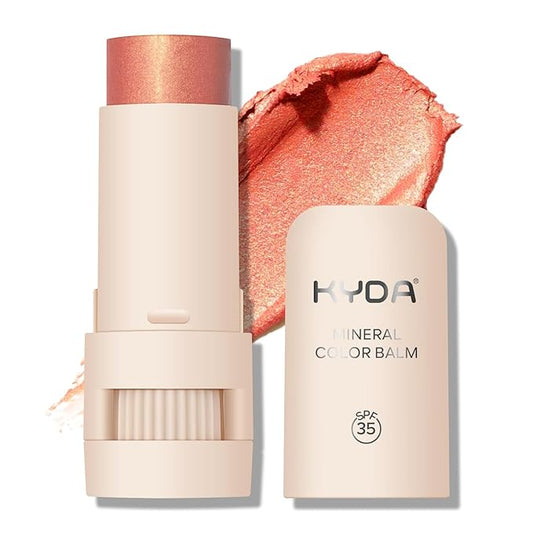 Mineral Color Balm, SPF 35 Multi Color Stick for Lips, Cheeks& Eyes, Blendable Creamy Lightweight Formula, Buildable Shimmer Finish, Multiuse Makeup Stick, Guava-Velvo Beauty