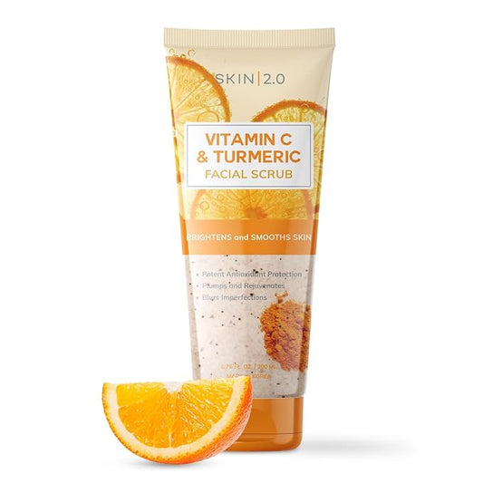 Vitamin C & Turmeric Face Scrub - Dermatologist Tested, Exfoliating, Brightening, Hydrating, Anti-Aging, Clean Beauty, Cruelty-Free Korean Skincare, All Skin Types - 6.76 Fl Oz / 200ML-Velvo Beauty