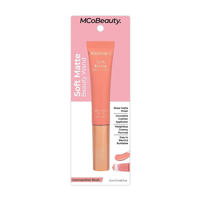 MCoBeauty Soft Matte Beauty Wand, Cosmopolitan Blush, Velvety Finish of Buildable Color, Vegan, Cruelty Free Cosmetics-Velvo Beauty