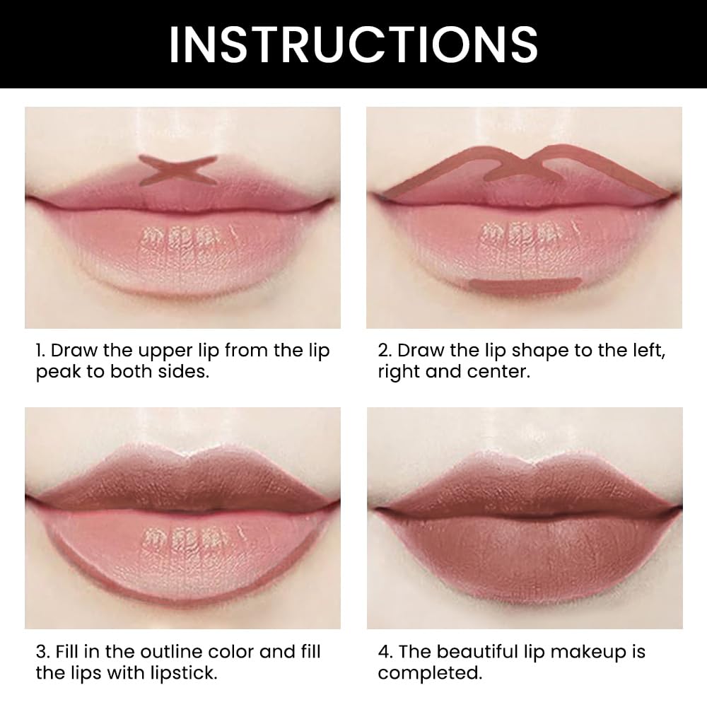 Kaely 2-in-1 Nude Brown Beige Velvet Matte Lip Liner & Lipstick Combo Set Kit for Women, Magic 24 Hours Lipstick and Lip Liner Makeup Set Stain Long Lasting Waterproof labial 48-Velvo Beauty
