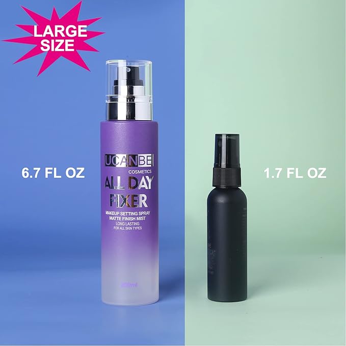 UCANBE Makeup Setting Spray - Matte Finishing Spray Long Lasting Face Mist, Oil Control Lightweight Hydrate Make Up Spray, 6.7 Fl Oz Large Size-Velvo Beauty