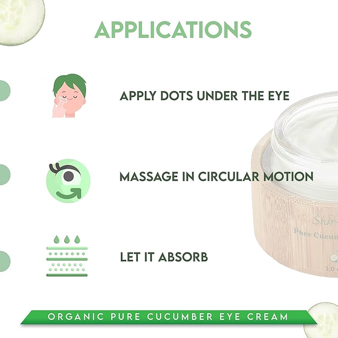 Shir-Organic Pure Cucumber Eye Cream For Dark Circles Eye Puffiness Wrinkles Instant Hydration Anti Aging Eye Cream for All Skin Type (15 ML)-Velvo Beauty