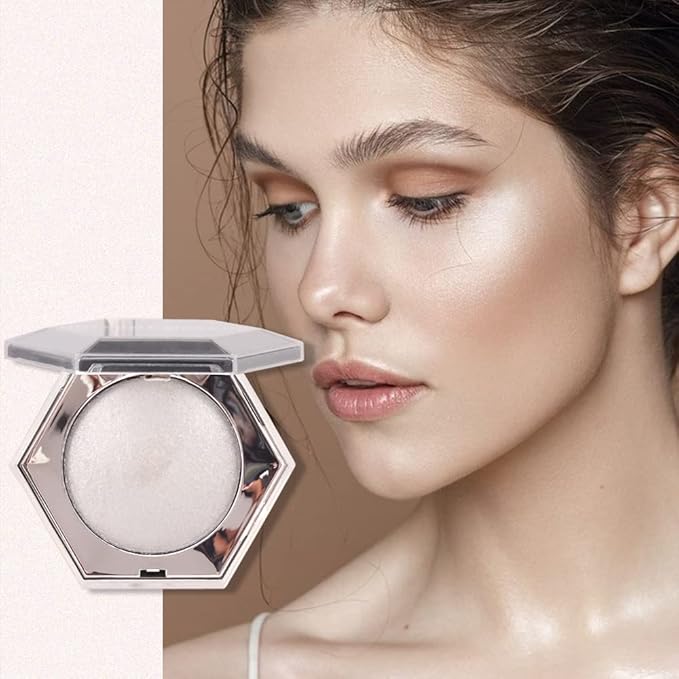 Pearl White Shimmer Glitter Highlighter Highlight Makeup Contour Powder,Silver Face Highlighter, Highlighter+Makeup iluminadores Illuminator Make Up (Shiny Silver)-Velvo Beauty