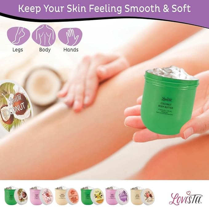 LOVESTEE Moisturizing Body Lotion, Women-Men's Christmas-Birthday Gift Set, Soothes All Skin Types includes Shea Butter, Fragrances Lavender, Vanilla, Rose, Honey Almond, Coconut and Floral-Velvo Beauty