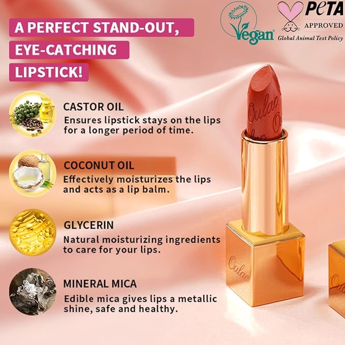 Oulac Purple Lipstick for Women with Metallic 3D Shine, Lightweight Hydrating Formula, High-Impact Lip Color, Vegan Beauty, Full Coverage Lip Makeup, Royal Sash (16)-Velvo Beauty