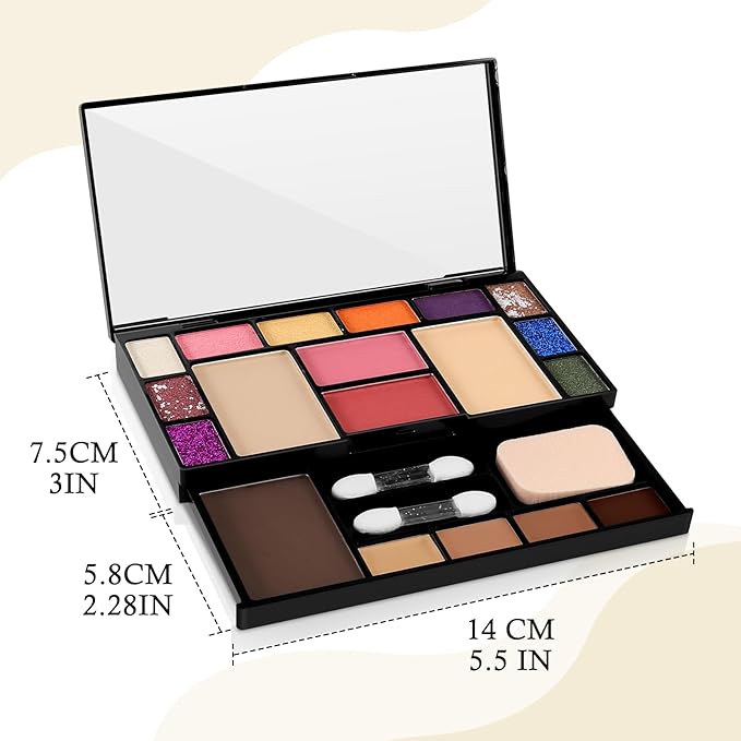 Makeup Palette Set, Makeup Kit for Women, 19 Color Makeup Set Include Matte Glitter Eyeshadow, Contour, Highlighter, Concealer, Eyebrow Powder, Blush, Mirror, Makeup Brush, Sponge-Velvo Beauty