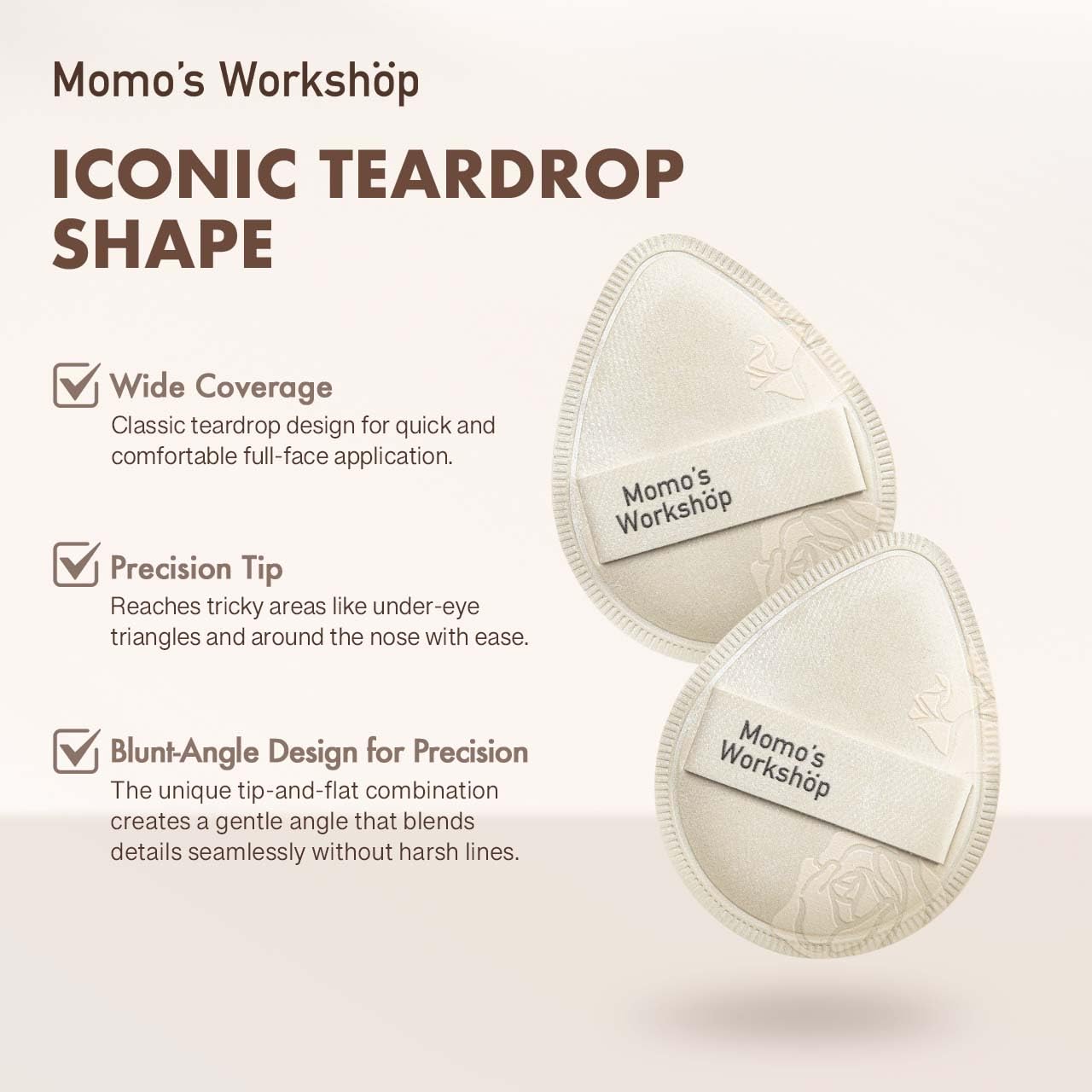 Satin White Egg Makeup Sponge,Firm Bounce Rubycell,Cushion Sponge with Wide PU Leather for Quick-Dry/Full Coverage Foundations, Cosmetic Puff,2pcs Beauty Puffs&Storage Case-Velvo Beauty