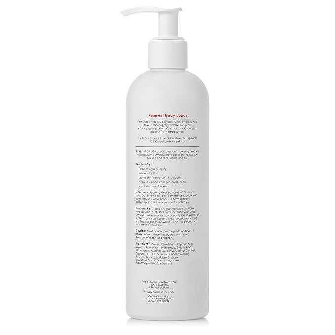 Alpha Skin Care Revitalizing Body Lotion, 12% Glycolic AHA, Simple & Effective Daily Moisturizer Hydroxy Acid, Hydrates & Exfoliates for Soft, Smooth Skin, Anti-Aging, 12 Oz, Pack of 3-Velvo Beauty