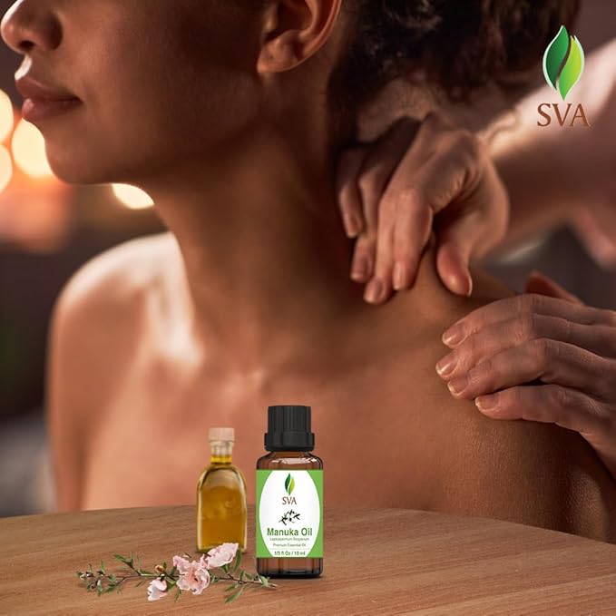 SVA Manuka Essential Oil – 1/3 Fl Oz – 100% Natural Manuka Oil - for Diffuser, Hair Care, Face, Skin Care, Aromatherapy, Scalp and Body Massage, Soap and Candle Making-Velvo Beauty