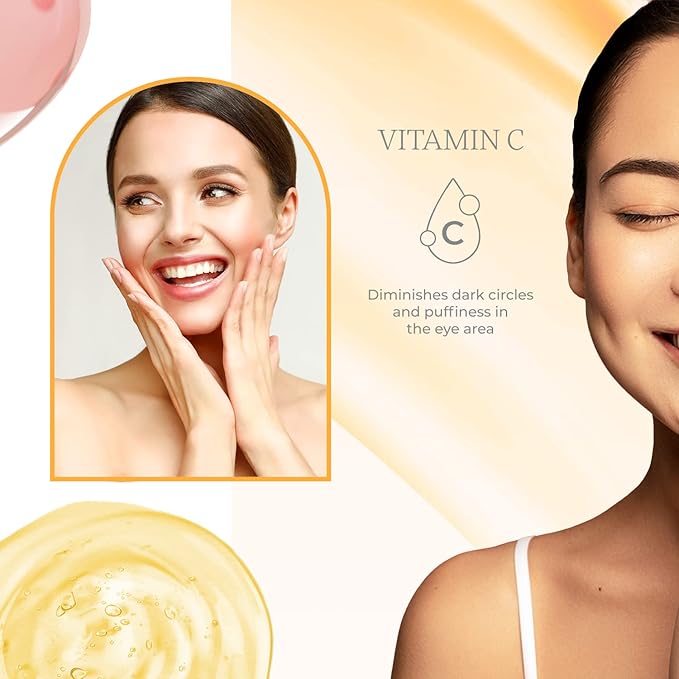 Vitamin C, Collagen and Peptides Eye Cream - Reduces Dark Circles, Puffiness & Eye Bags, Brightening Under Eye Cream - Cruelty Free Korean Skin Care For All Skin Types - 1.0 Fl. oz/ 30ml-Velvo Beauty