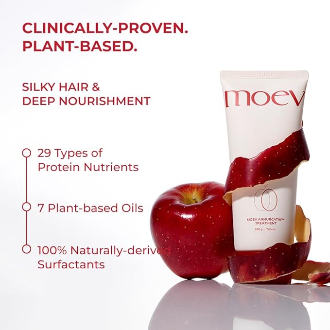 MOEV ANNURCATIN Hair Treatment Mask, Korean Wash-Off Hair Care Mask Apple Deep Damage Conditioner Sulfate-Free with Thickening Moisturizing for Damaged Thin Dry Hair, 6.76 fl.oz. (Apple & Vanilla)-Velvo Beauty