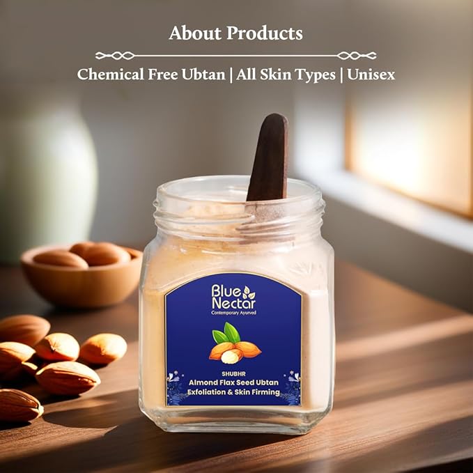 Blue Nectar Almond Ubtan Powder Face Pack for Anti-Aging and Firming | Natural Exfoliator for Face with Multani Mitti Powder (3.5 Oz, 12 Herbs)-Velvo Beauty