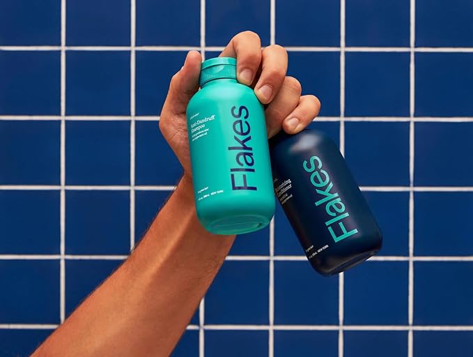 Flakes Anti Dandruff Shampoo and Conditioner Set for Men with Scalp Massager | Dry, Flaky, & Itchy Scalp Shampoo | Sulfate and Paraben Free | Hydrating Shampoo & Moisturizing Conditioner | 9 fl oz-Velvo Beauty