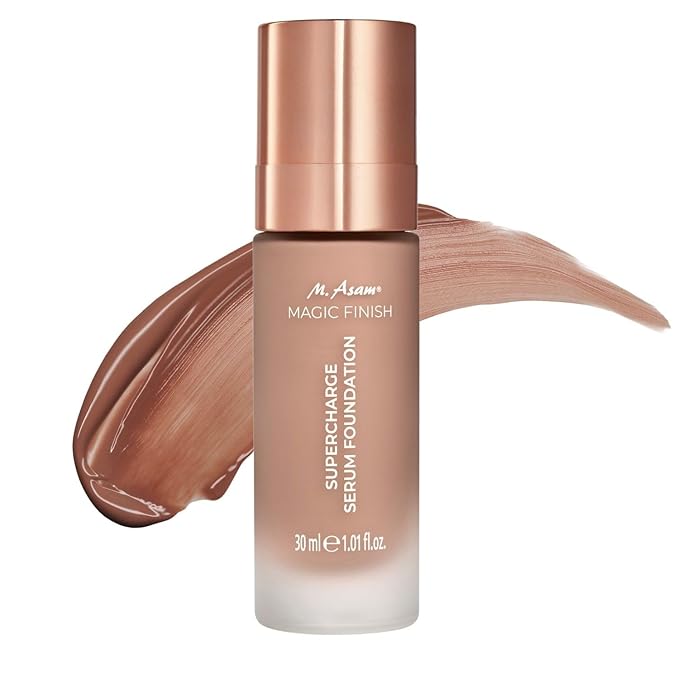 M. Asam MAGIC FINISH Supercharge Serum Foundation Deep Almond (1.01 Fl Oz) - Moisturizing Make Up & Firming Face Serum In One, Anti-aging CC Cream With Optimal Coverage & Hyaluronic Acid-Velvo Beauty