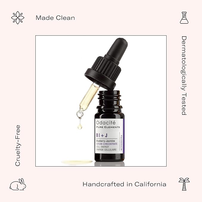 Odacité Anti Aging Serum Concentrate with Blueberry + Jasmine, Hydrating & Skin Brightening Anti-Aging Facial Oil Concentrate for Mature & Tired Skin - 0.17 fl. oz-Velvo Beauty