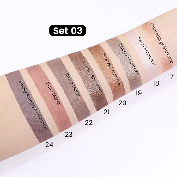 8Pcs Cream Eye Shadow Brightener Stick Makeup Set, Champagne Pearl Taupe Bronze Cocoa Stone Putty Smoky Amethyst Shimmer Matte Eyeshadow Eyeliner Pencil Applicator Stick Palette Makeup for Older Women-Velvo Beauty