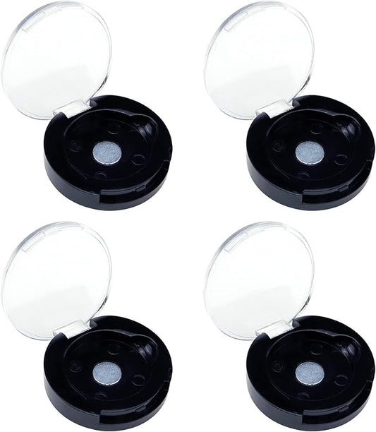 4 Pack Empty Eyeshadow Holder Case Round Magnetic Makeup Eyeshadow Lipstick Palette Container For Travel Sample DIY - Black-Velvo Beauty