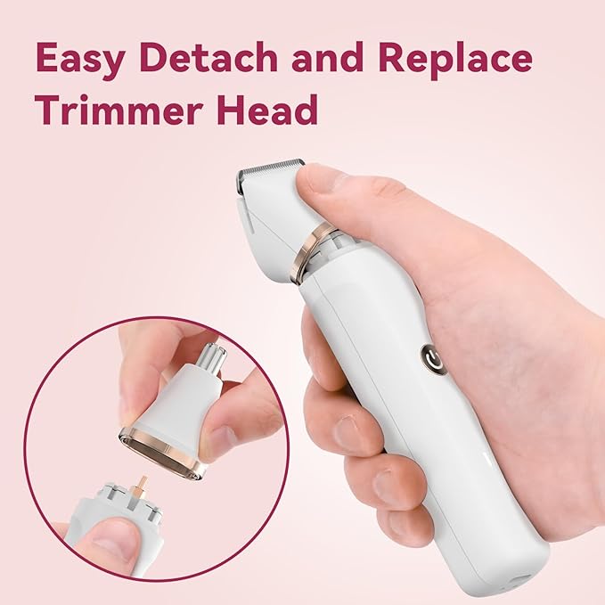 Electric Bikini Trimmer for Women - 4 in 1 Electric Razors for Women, Waterproof Pubic Hair Trimmers and Facial Hair Remover, Replaceable Shaver & Nose Hair Trimmer, Rechargeable Women's Grooming Kit-Velvo Beauty