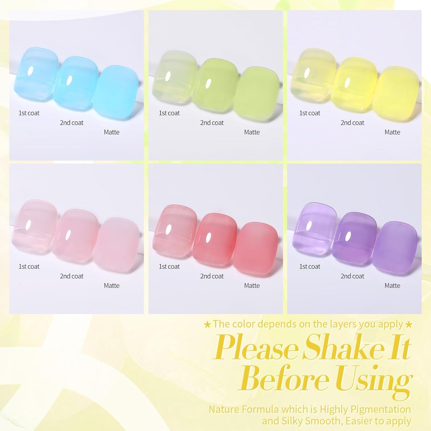 Born Pretty Jelly Pastel Gel Nail Polish Milky Jelly Gel Polish Spring Summer Macaron Candy Sweet Color Translucent Blue Red Green Yellow Pink Purple Easter Gift Nail Art Manicure DIY Home and Salon-Velvo Beauty