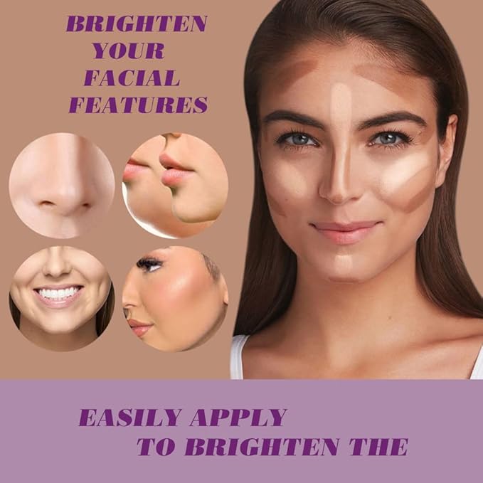 5Pcs Cream Contour Sticks Makeup Kit,Primer Face Makeup Highlighter Stick Contouring Makeup Kit for Beginners,Highlight and Contour Kit,Cream Concealer Makeup Blur Stick-Velvo Beauty