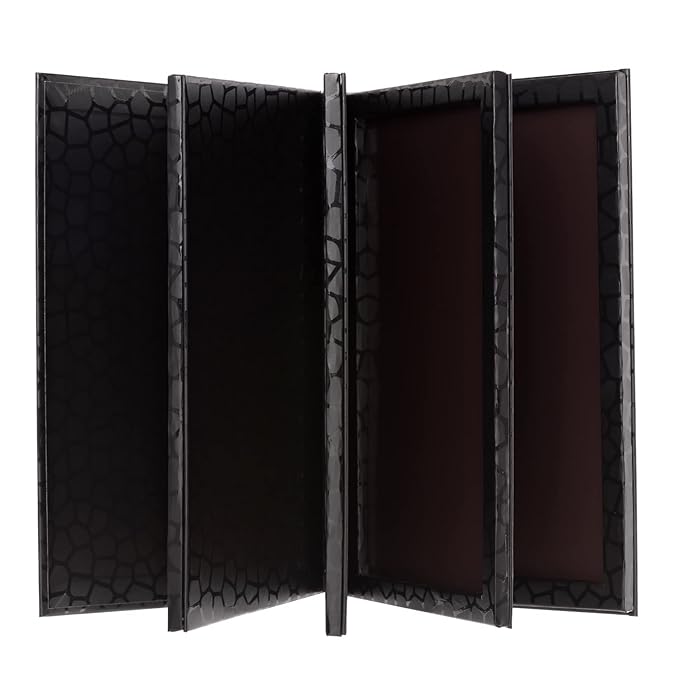 4-Layer Book Shaped Magnetic Palette Large Empty Makeup Palette Storage Box for Eyeshadow Lipstick Blush Powder (Black)-Velvo Beauty