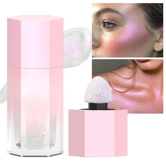 evpct Mermaid Pink Highlighter Makeup Liquid Blue Purple Green Glitter Iridescent Face Festival Highlighter Makeup Waterproof Long Lasting Halographic Shimmer Body Highlighter makeup Palette Stick-Velvo Beauty
