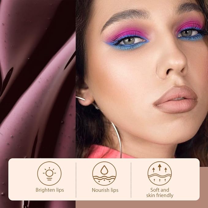 Matte Lip Gloss Stain-Peel Off Lip Liner Tattoo, Dark Brown Lip Tint,Long Lasting Peel Off Lip Stain, Waterproof Transfer-proof Lip Mask Lip Liner Peel Off Lip Gloss,Stayn Lip Makeup. #05-Velvo Beauty